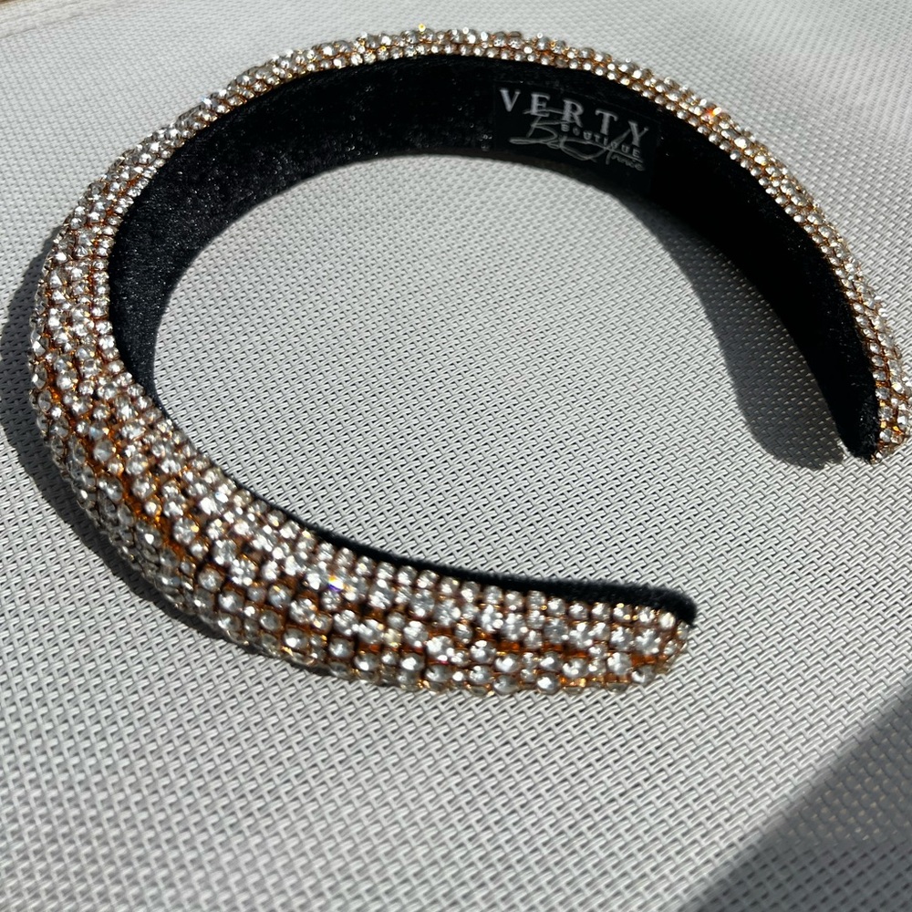 Verty Crystal-Embellished Gold Rhinestone Headband - Picture 3 of 6